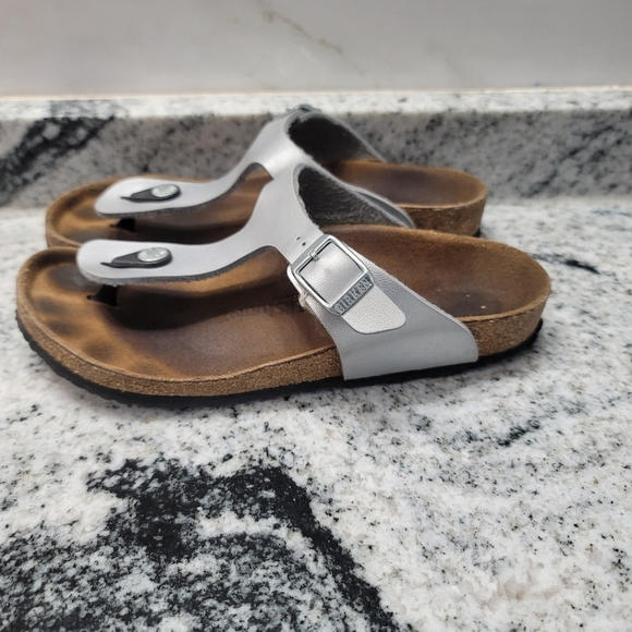 Birkenstock Gizeh Thong Sandals Birko-flor- G Pearl Silver Womens Size 34 - Picture 2 of 6